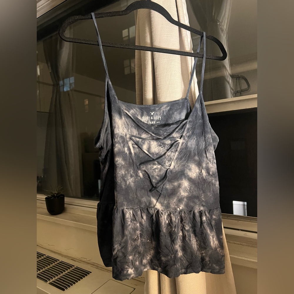 American Eagle Outfitters soft and sexy Gray Tie-Dye Tank Top